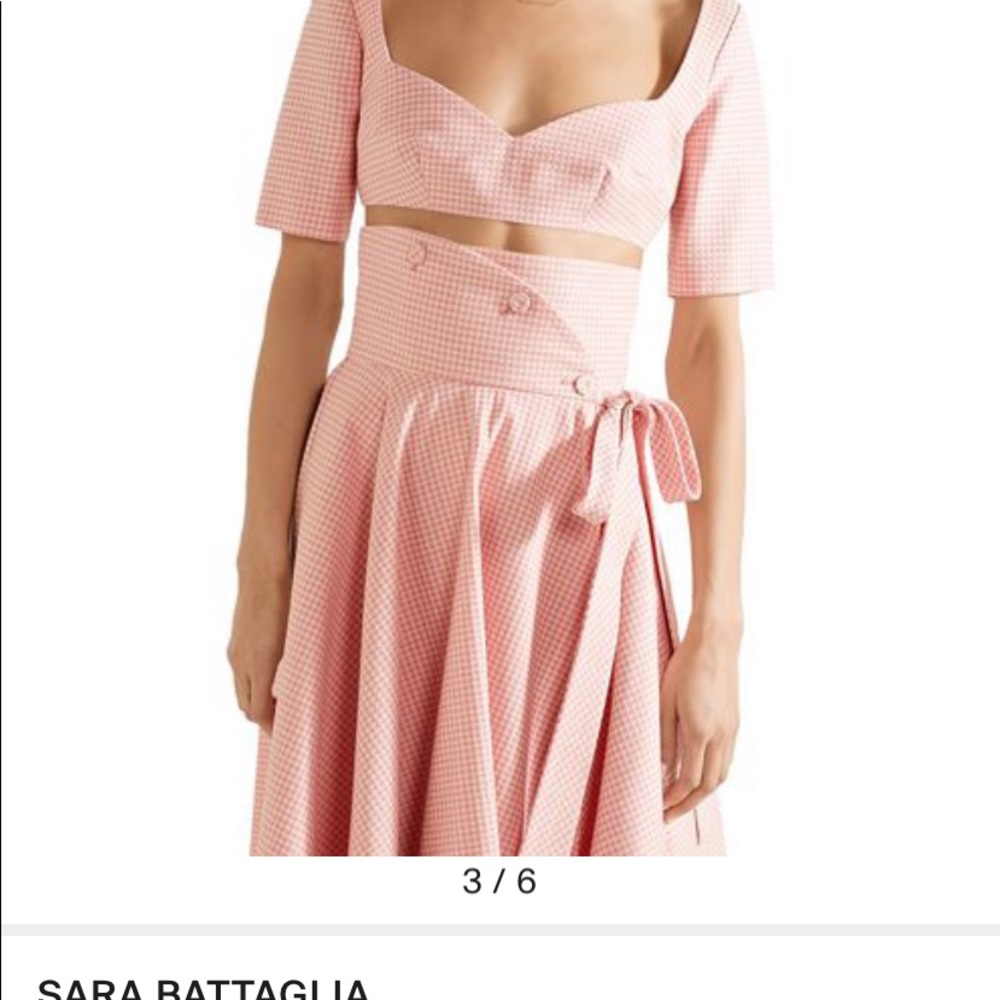 Sara battaglia cropped gingham cotton-blend top